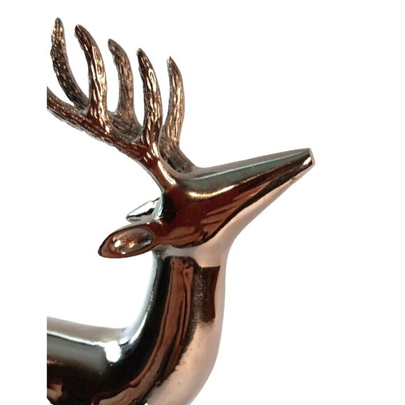 Vintage Silver Metal Deer Reindeer Figurine Standing Head Back Holiday 6" X 12" - Picture 7 of 14
